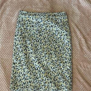 Maeve Printed Pencil Skirt in Yellow, Gray and Black